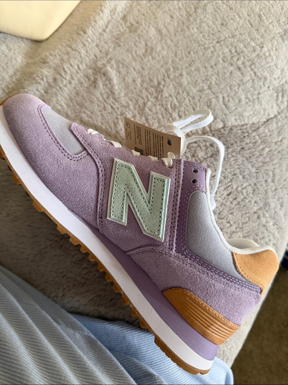 New Balance women’s Lavender Suede Sneakers with Mint
